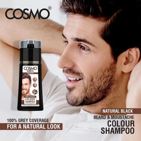 Cosmo Men Beard & Moustache Colour Shampoo (Dark Brown) 180ml