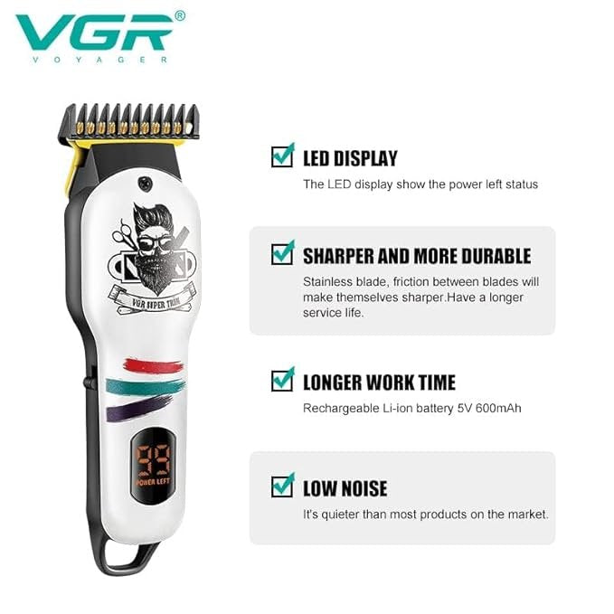 VGR V-971 Professional Rechargeable Digital Display Cordless Beard Hair Trimmer