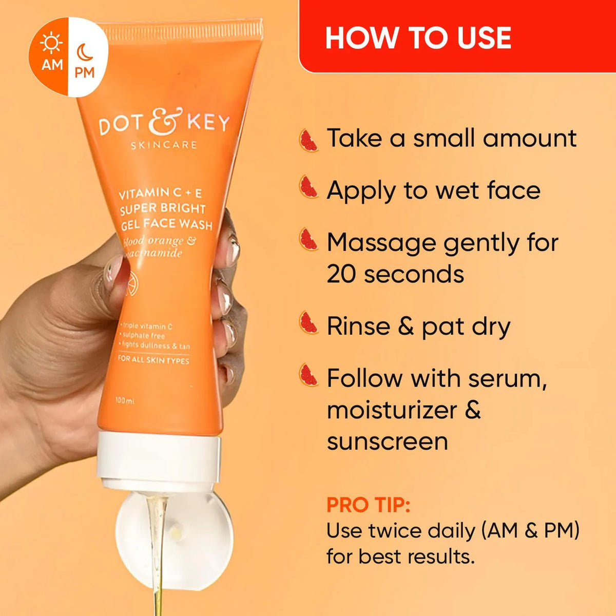 Dot & Key Vitamin C+E Gel Face Wash For Glowing Skin (100ml)