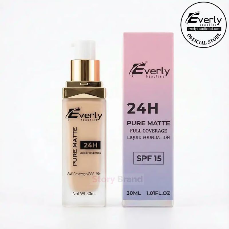 Everly Beauties Pure Matte Full Coverage Liquid Foundation with SPF 15 30ml (Golden)