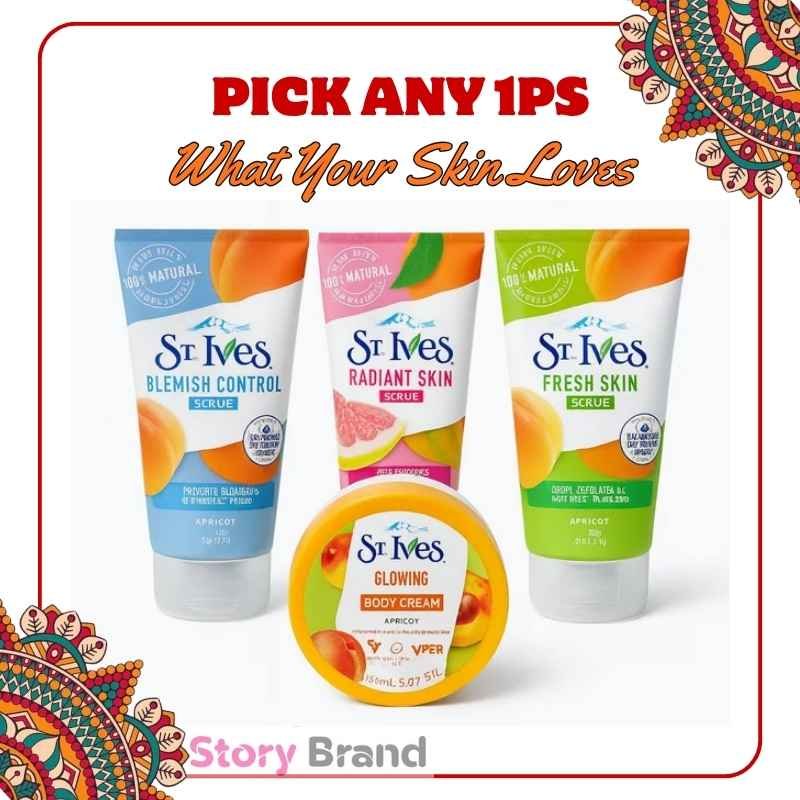 St. Ives Glowing Body Cream + St. Ives Face Scrub (Any 1)