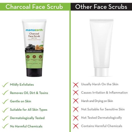 Mamaearth Charcoal & Walnut Face Scrub β100g