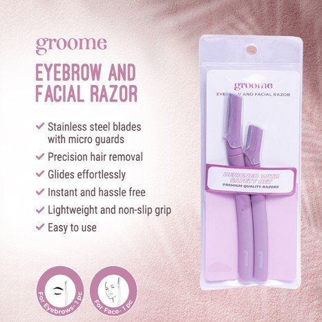 Groome Eyebrow and Facial Razor (Pack of 2pcs)