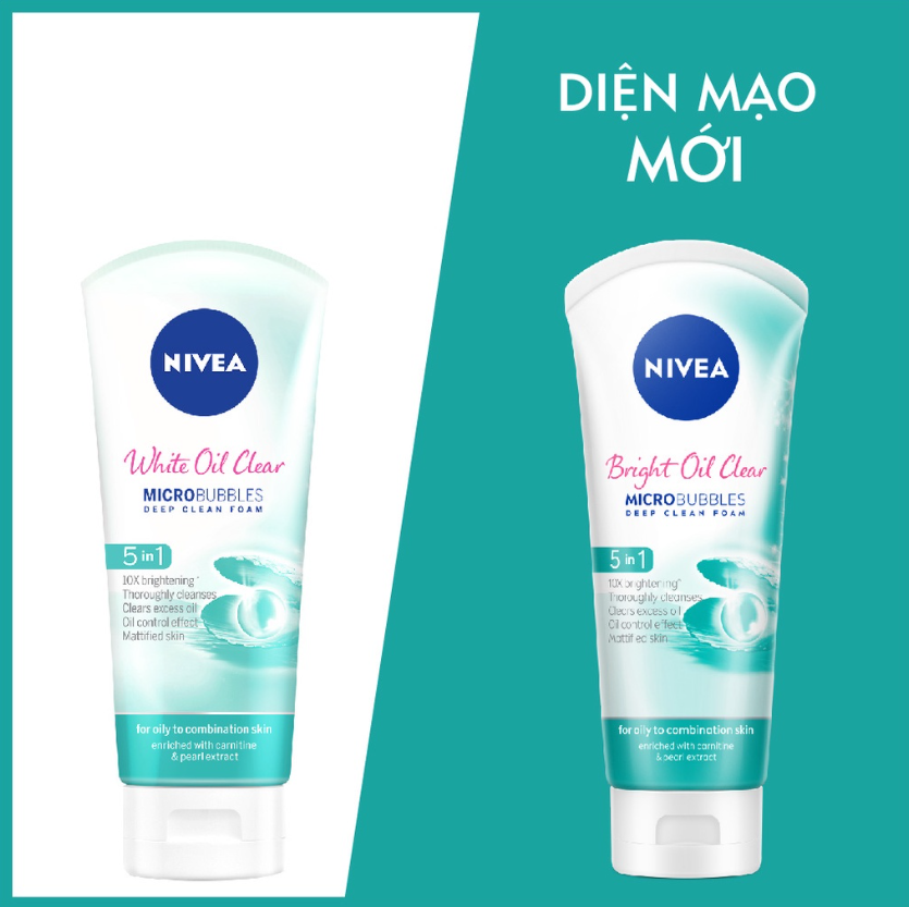 Nivea Bright Oil Clear Microbubbles Deep Clean Foam 100ml