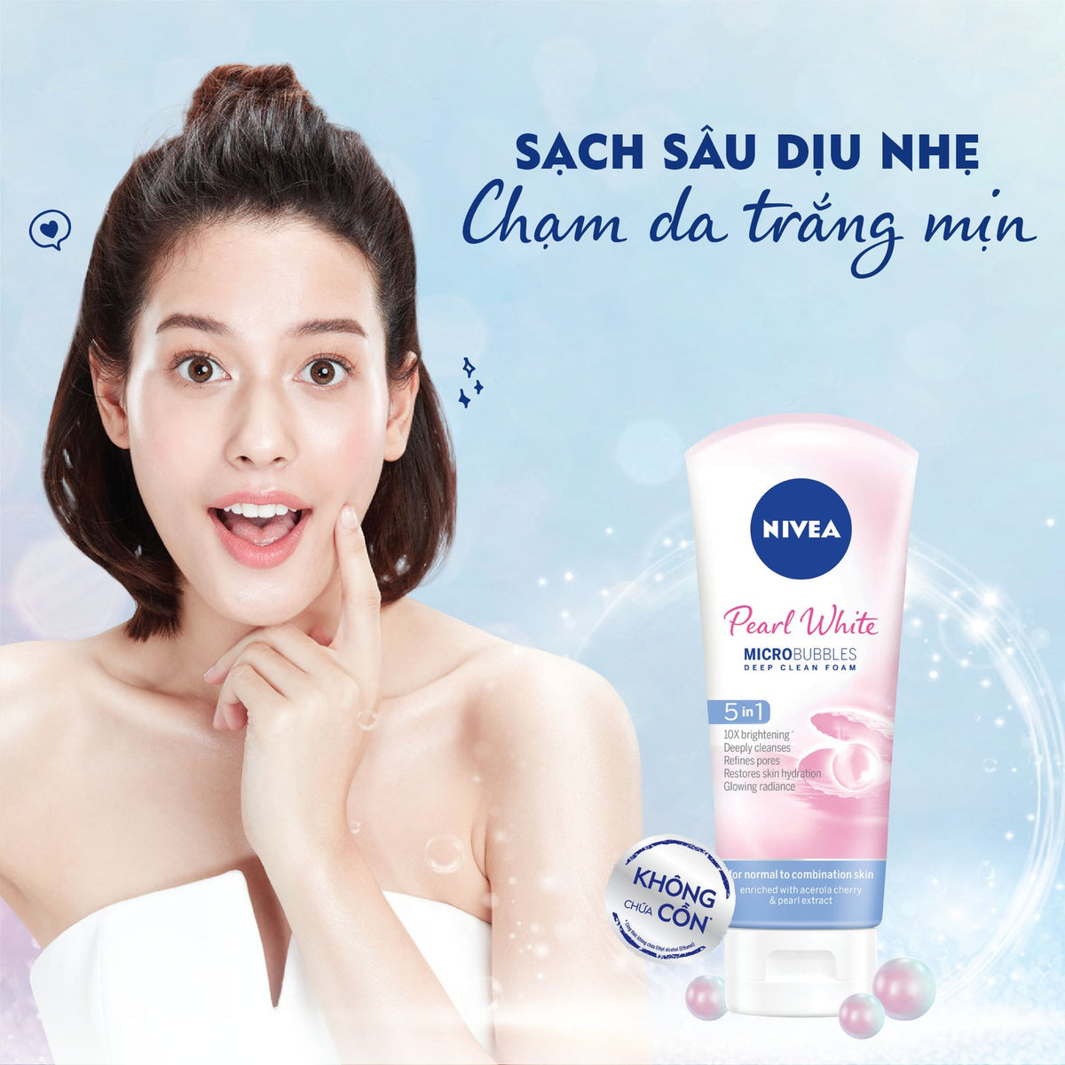 Nivea Pearl Bright 5in1 Micro Bubbles Deep Clean Foam 100ml