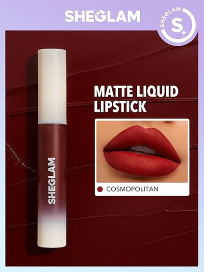 SHEGLAM Matte Allure Liquid Lipstick Long Lasting High Pigment Lipstick - Cosmopolitan