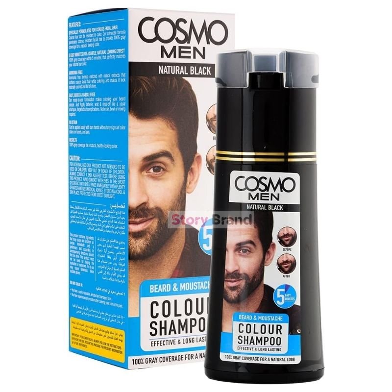 Cosmo Men Beard & Moustache Colour Shampoo   (Natural Black)  180ml