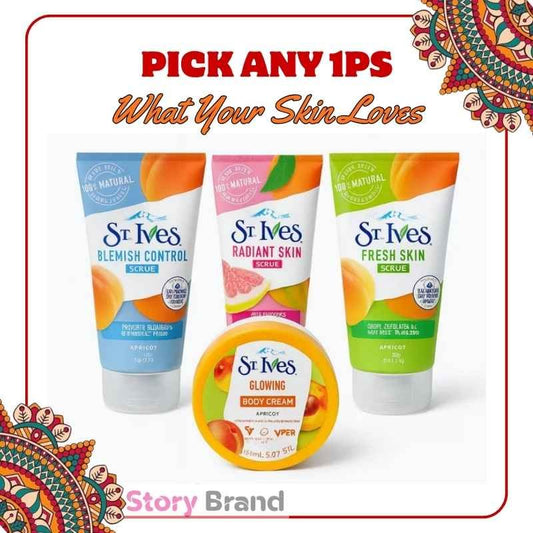 St. Ives Glowing Body Cream + St. Ives Face Scrub (Any 1)