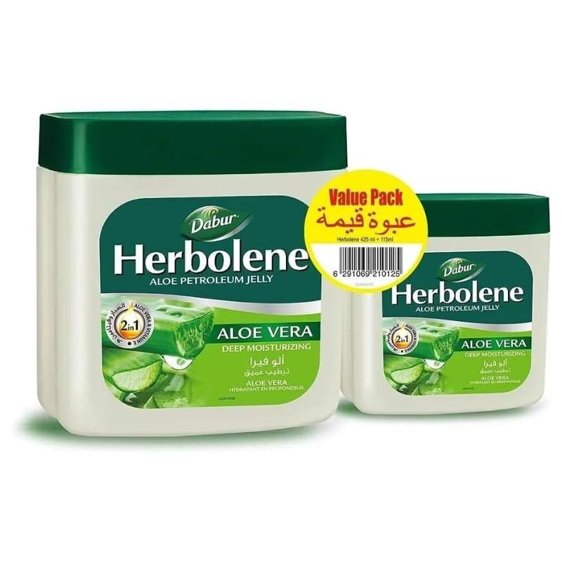 Dabur Herbolene Aloe Petroleum Jelly 2 In 1 With Aloe Vera And Vitamin E  Combo Pack  (425ml+115ml)