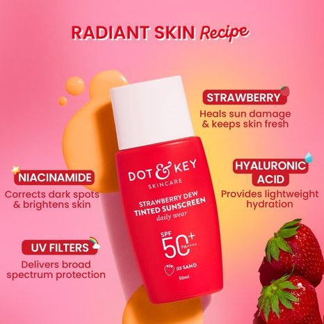 Dot & Key Strawberry Dew Tinted Sunscreen SPF 50+ PA++++ (03 Sand, 50ml)