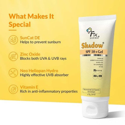 Fixderma Shadow Sunscreen SPF 50+ PA+++ Gel (UVA+UVB)   40g