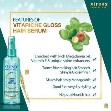 Streax Vitariche Gloss Hair Serum (115ml) India