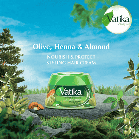 Vatika Nourish & Protect Styling Hair Cream With Almond, Olive, Henna - 140ml