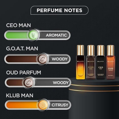 Bellavita Luxury Perfume Set for Men (4 × 20ml Eau De Parfum)