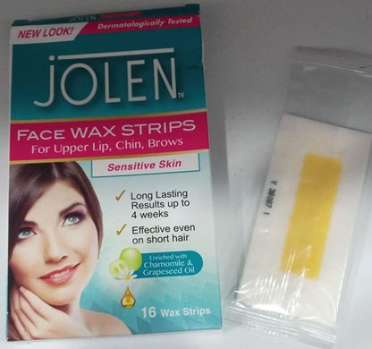 Jolen Face Wax Strips Sensitive Skin 16 Wax Strips