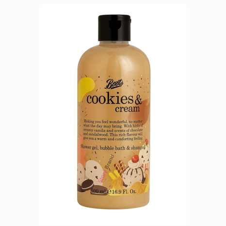 Boots Cookies & Cream 3-in-1 Shower Gel, Bubble Bath & Shampoo 500ml