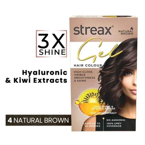 Streax Gel Hair Colour –Natural Brown(4) 150ml