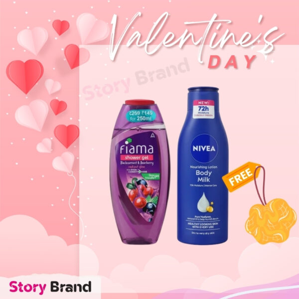 Valentine Combo- Fiama Blackcurrant & Bearberry Shower Gel + NIVEA Nourishing Body Milk Lotion