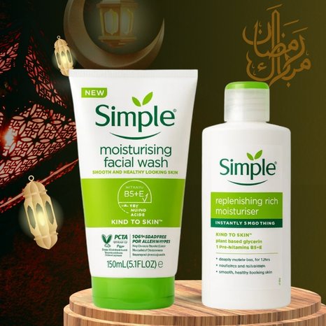 Ramadan Sale – Simple Moisturising Facial Wash & Replenishing Rich Moisturiser