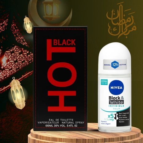 Ramadan Sale - HOT Black Perfume + NIVEA Black & White Roll-On