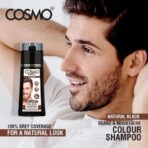 Cosmo Men Beard & Moustache Colour Shampoo   (Dark Brown)  180ml - Image 2